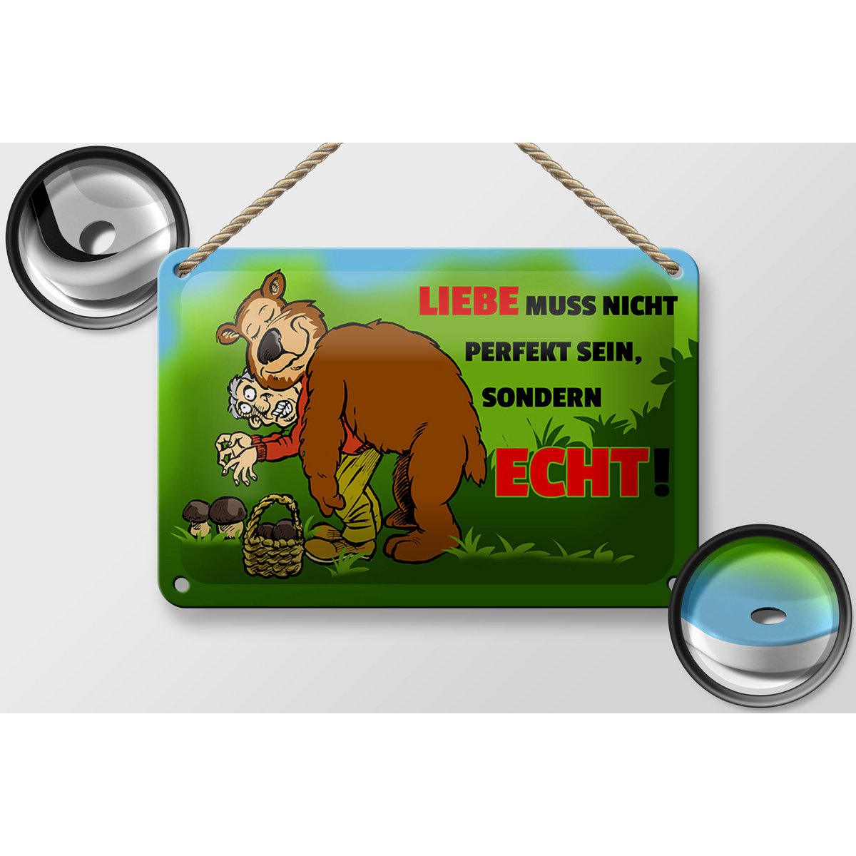 Tin sign saying 18x12cm Love is not perfect but real sign