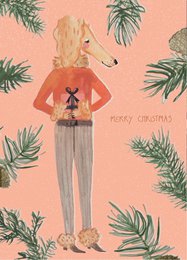 Christmas Poodle Postcard (eco friendly)