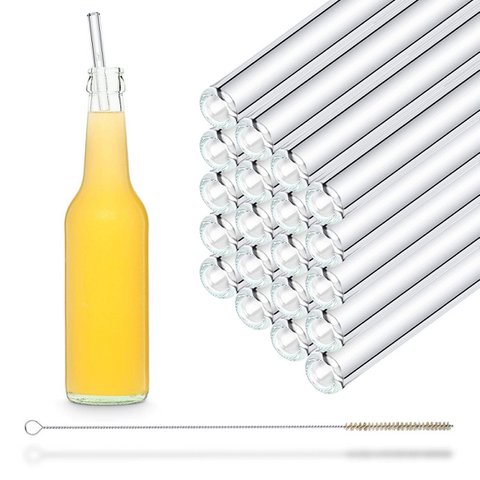 20x 27cm (Gerade) Party Set Glasstrohhalme für Flaschen und Karaffe