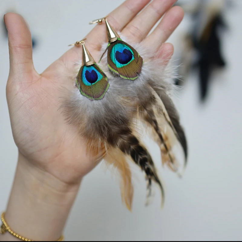 Boucles d'oreilles BOHO avec longues plumes