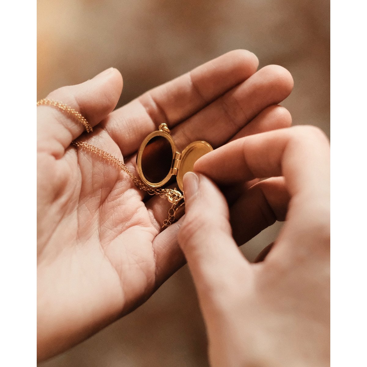 Locket necklace Treasure of Baltic Sea with amber gold