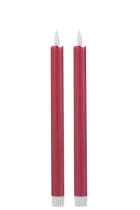 J-Line kaars Lang - rood - large - doos van 2 - LED lichtjes