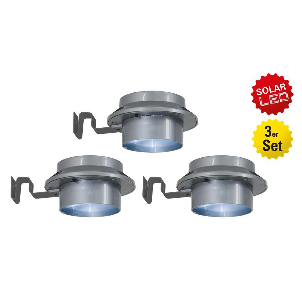 3 -Set LED roof thigh lamp "Mistra" with solar, for outside, purpose - plastic - gray - with integrated LED
