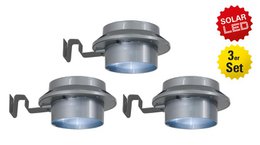 3 -Set LED roof thigh lamp "Mistra" with solar, for outside, purpose - plastic - gray - with integrated LED