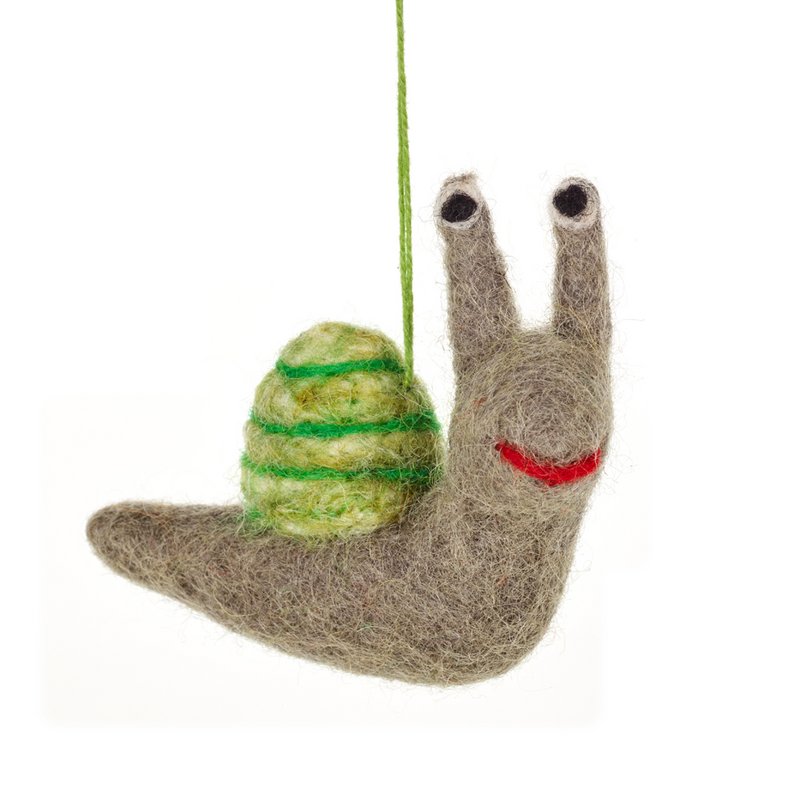 Colgante hecho a mano Shelby el caracol Decoración de fieltro biodegradable
