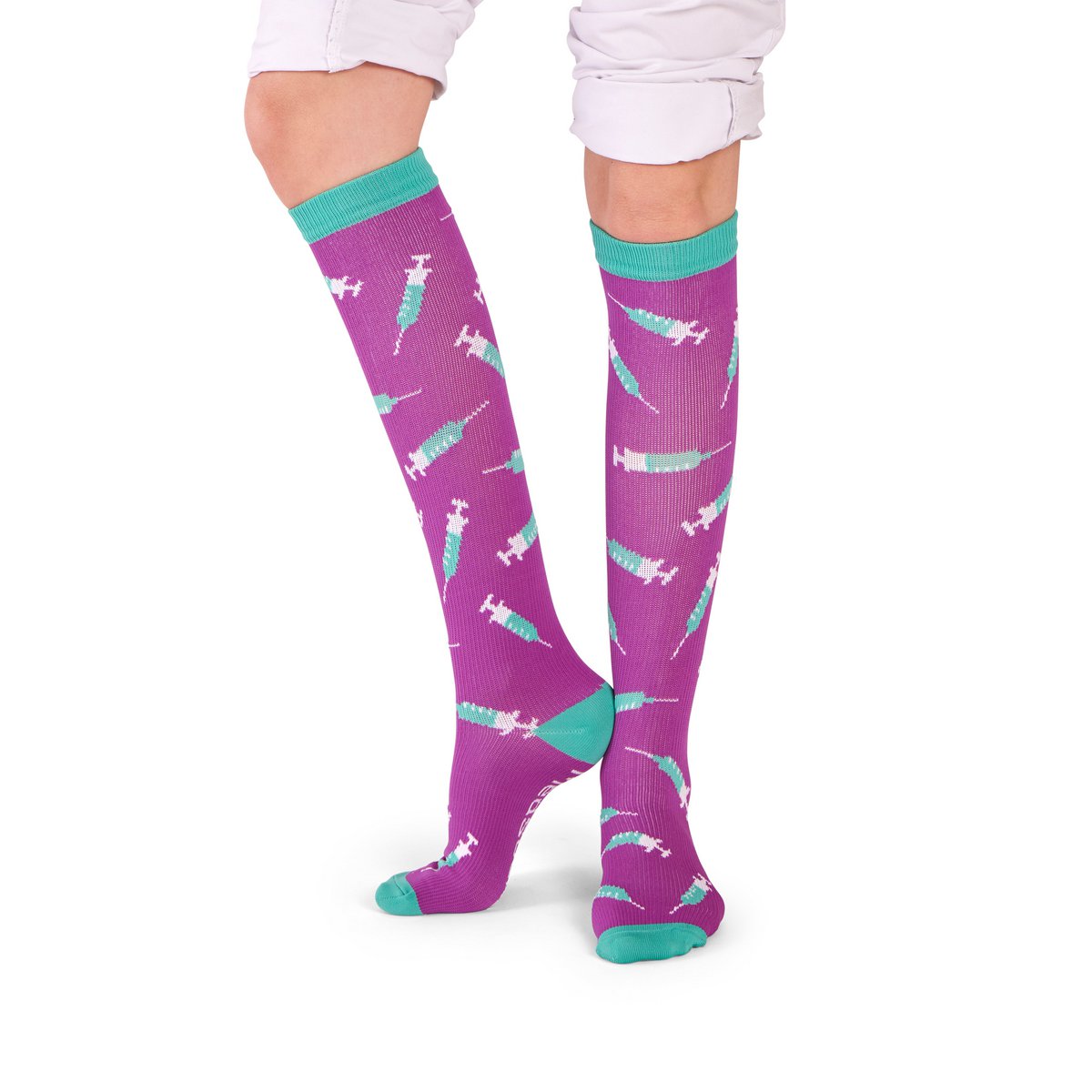 MedSocks Spuitjes Paars Groen compressie sokken