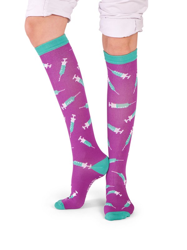 MedSocks Spuitjes Paars Groen compressie sokken