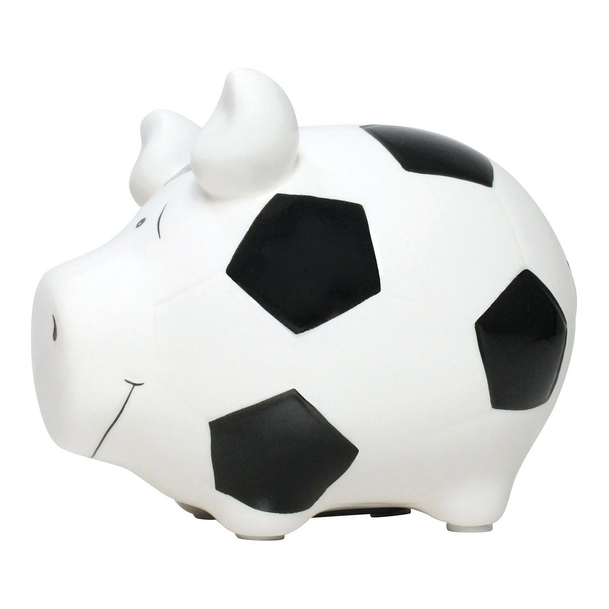 Spaarpotbedrijf voetbal varken van keramiek, wit/zwart (B/H/D) 12,5x9x9cm klein varken