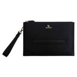 Sac à main en cuir pour homme - Noir avec détails dorés