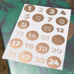 Klistermærke adventskalender kobber