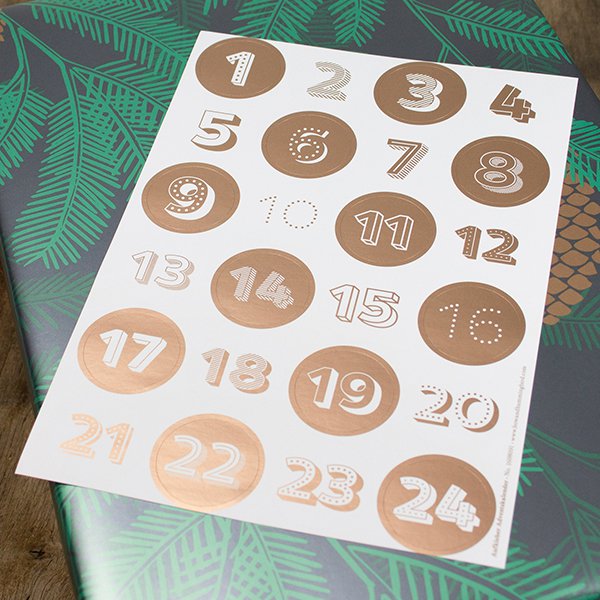 Adesivo calendario dell'avvento rame