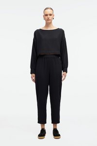 Schwarze Crop-Bluse (3375) 100 % Baumwolle