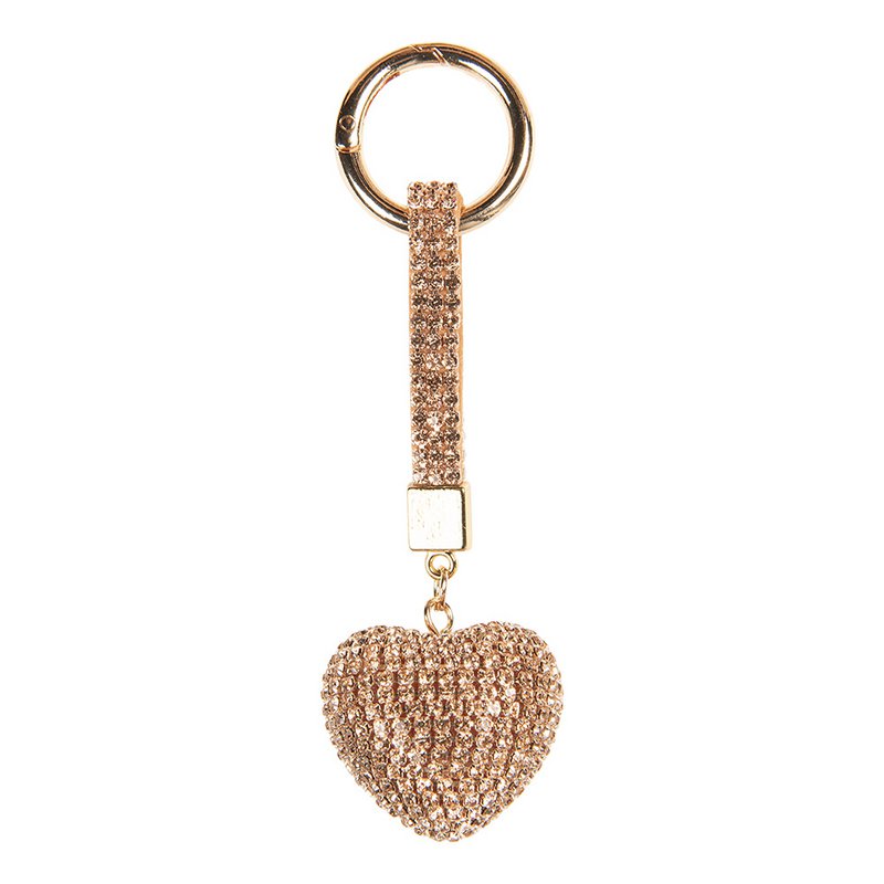 Key ring heart 4x3x13 cm gold -colored plastic