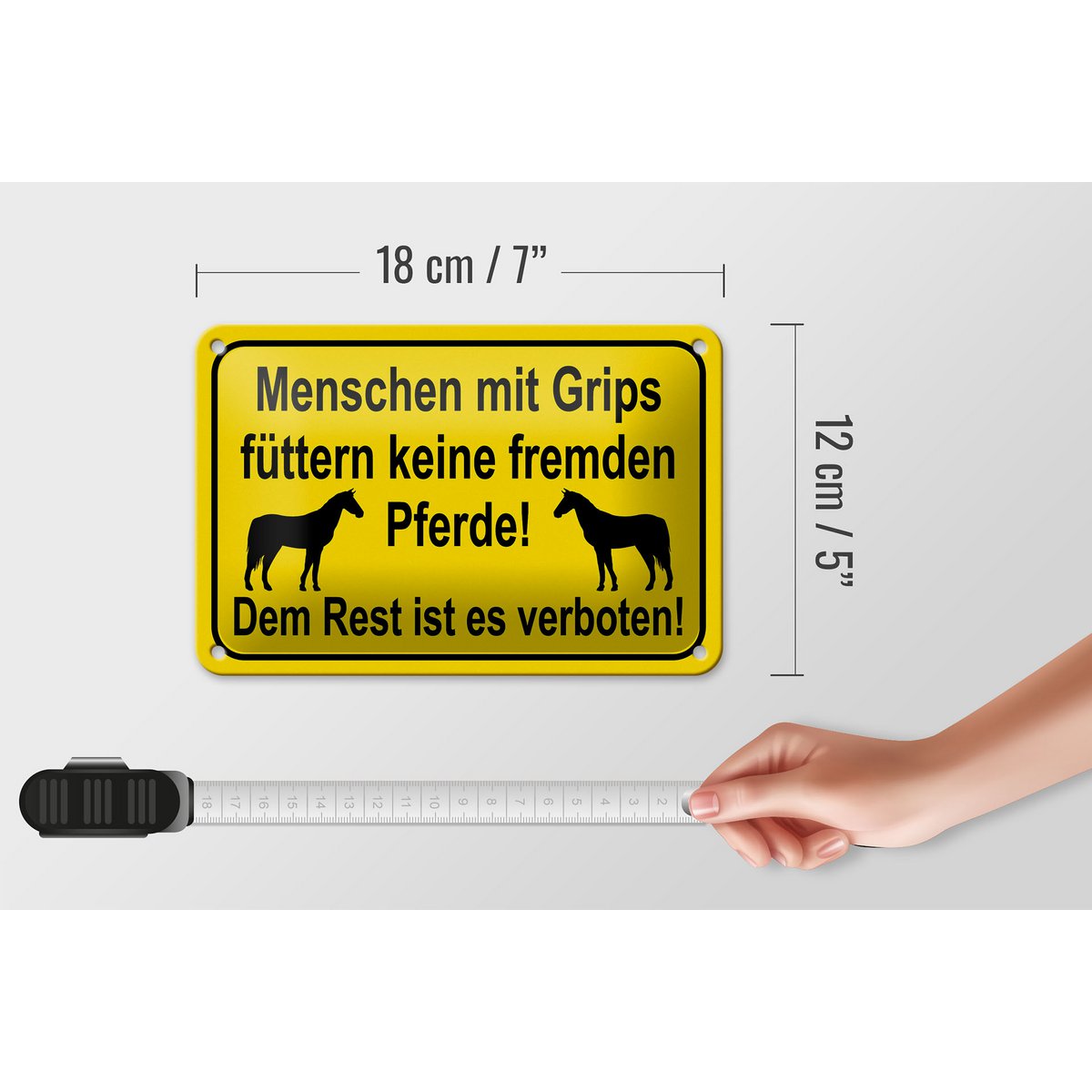 Tin sign note 18x12cm do not feed strange horses decoration