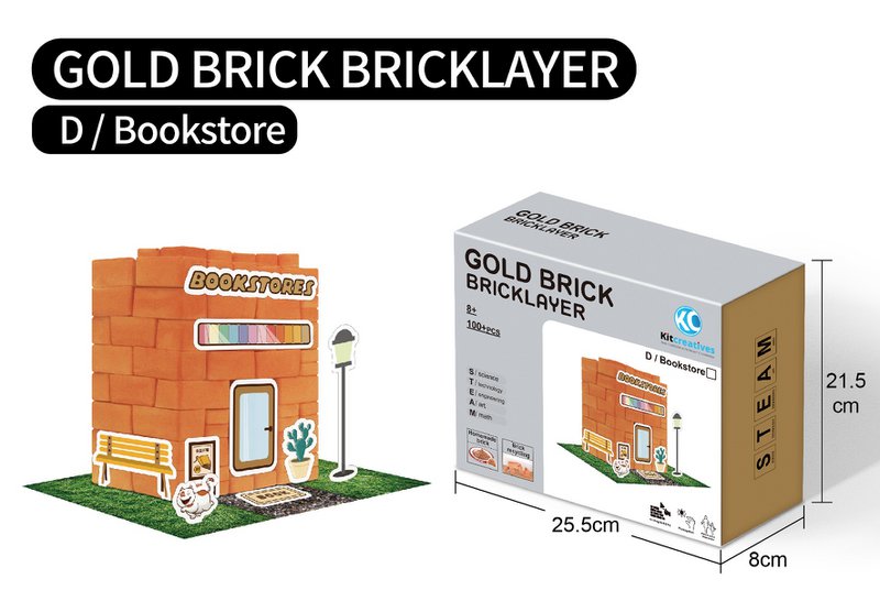 Construction kit STEAM DIY Bookstore - Brick - first make your own bricks and then build!