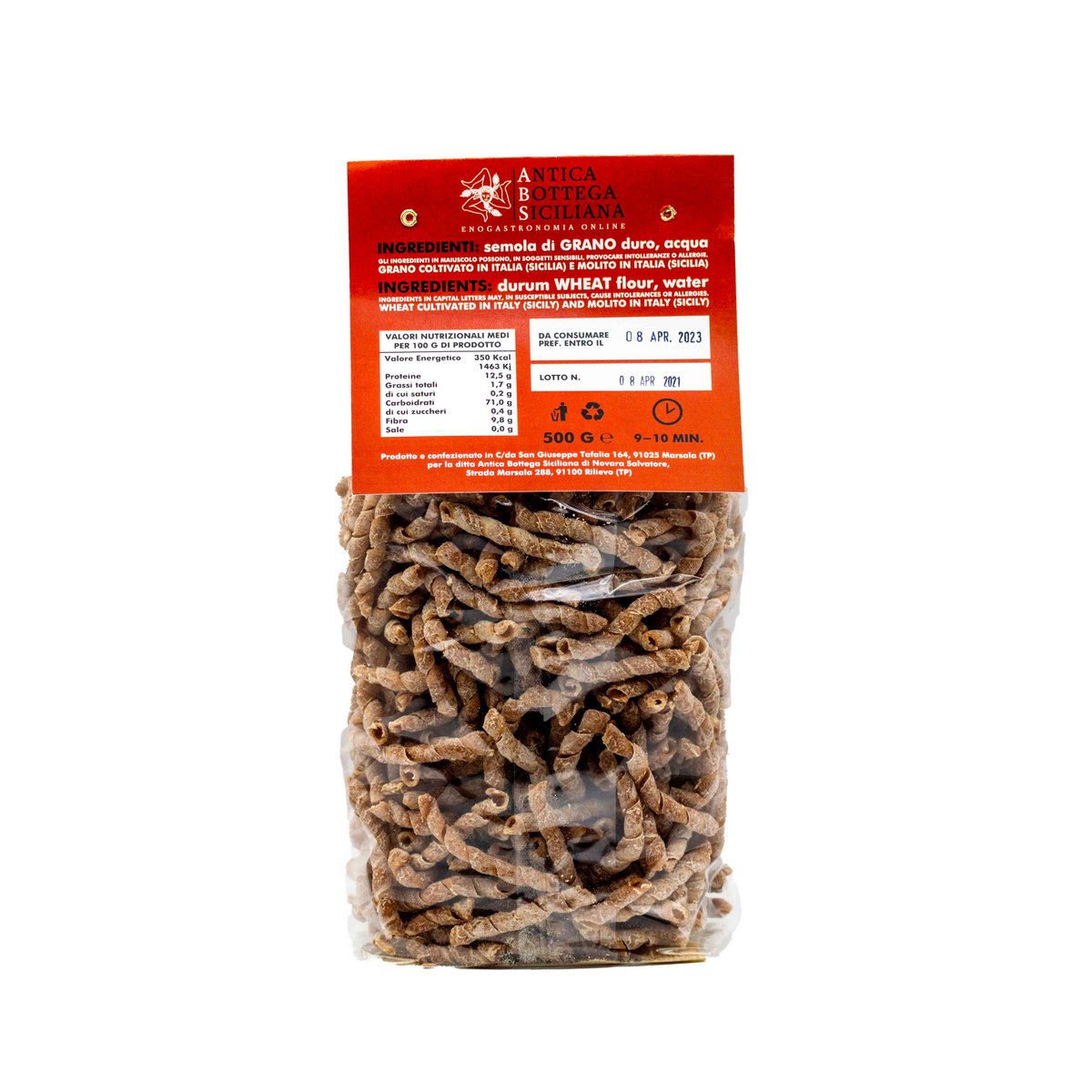 TRAPANESE SHORT BUSIATA WITH 100% WHOLEMEAL TUMMINIA FLOURS 500 GR