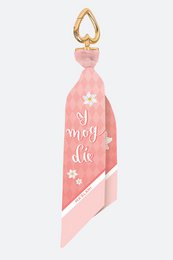 Delicate pink keychain with floral pattern and text "My way or die". Made of metal with a heart-shaped top.