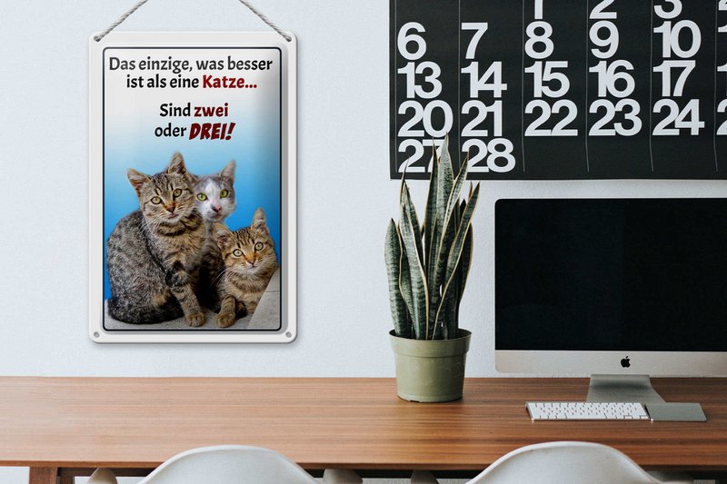 Targa in metallo 20x30 cm con scritto "solo cosa è meglio del gatto".