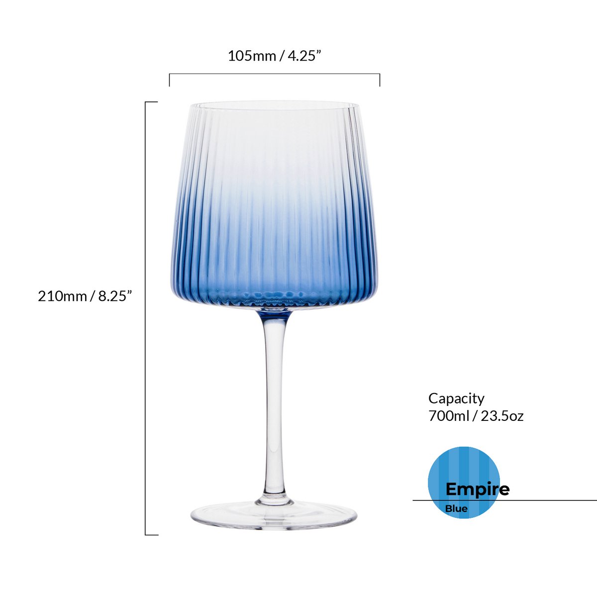 Set of 2 Empire Blue Gin Glasses - Cocktail Glass Set