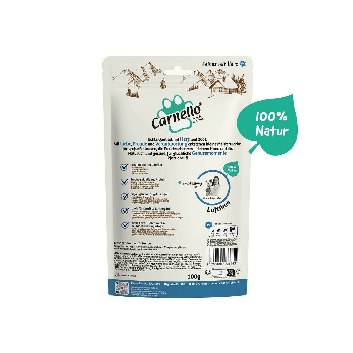 Dog snack Luftikus horse lung 100g x 10
