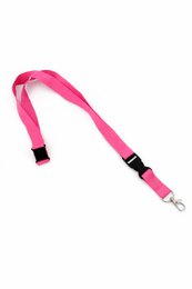 A pink keycord with adjustable length and a clip for attaching keys.