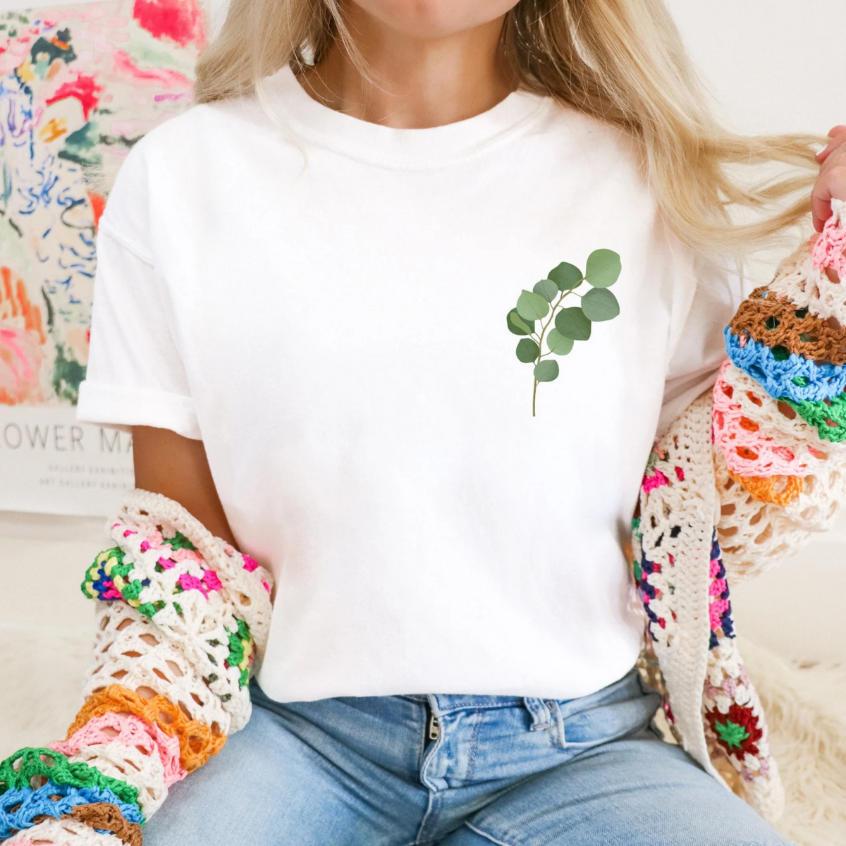 T-shirt Ramo di eucalipto in COTONE ORGANICO - Camicia regalo con rami di piante