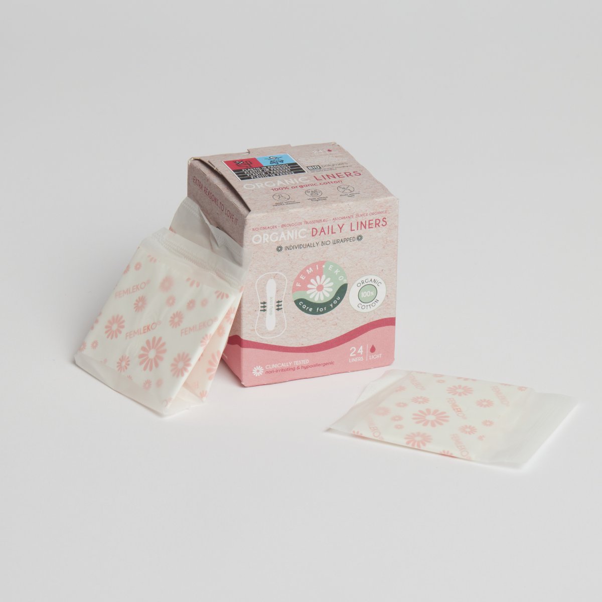 Femi.eko® Liners diarios de algodón orgánico - Ultra Liners - 24 PCS