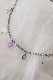 Charm Necklace Mermaid Tail, Shell & Gemstones - Silver