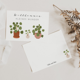 Geboortekaart - Pilea Offshoot - Welkom bij de World Card Plants