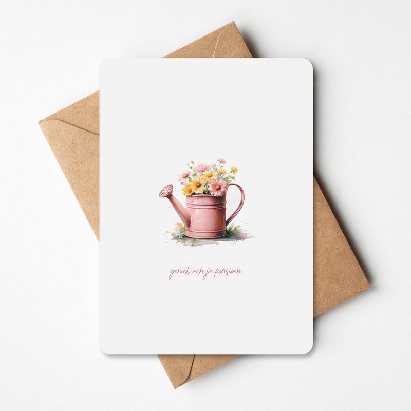 Pension - watering can with flowers