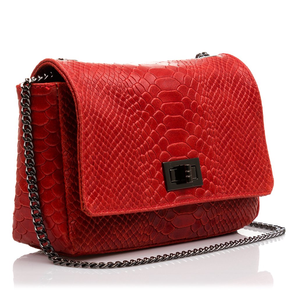 Florence Artegiani. Dalida Women's shoulder bag. Genuine Leather Suede Engraving Snake