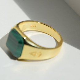 Ring HORUS MALACHITE | 925 silver | gilded
