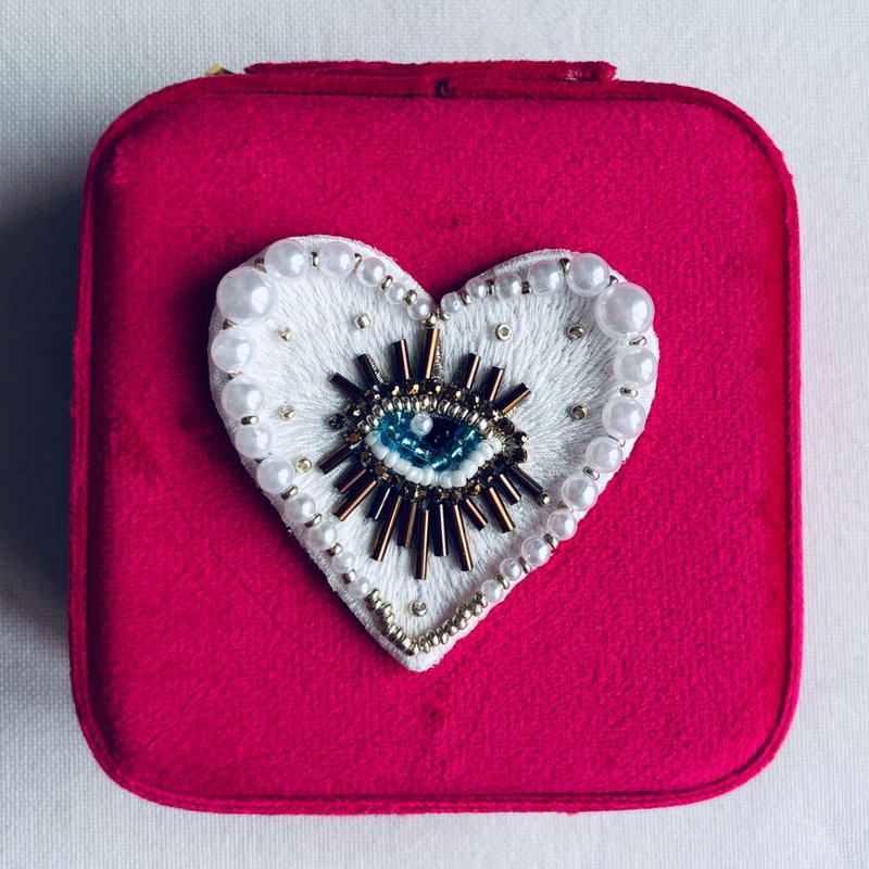 Boîte à bijoux de voyage en velours Fuchsia Protective Eye