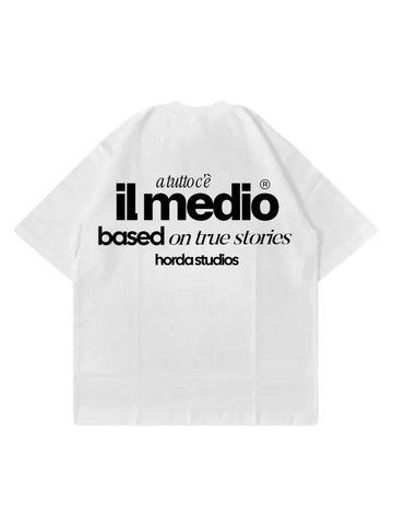 T-Shirt Bianca 200gr Oversize Boxy Fit Cotone Made in Italy - Midle