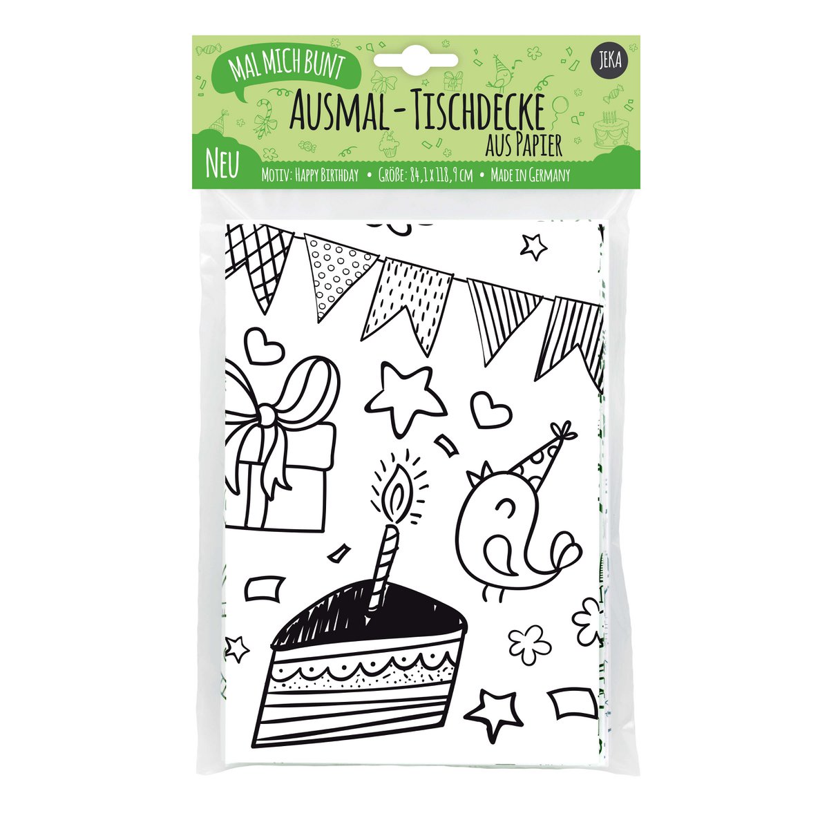 Ausmal-Tischdecke aus Papier - Motiv "Happy Birthday"