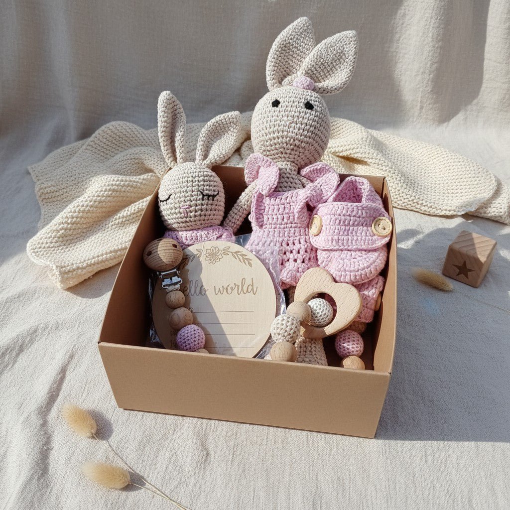 Nuvinokids® 6-delt bomuld Barselsgavesæt Bunny