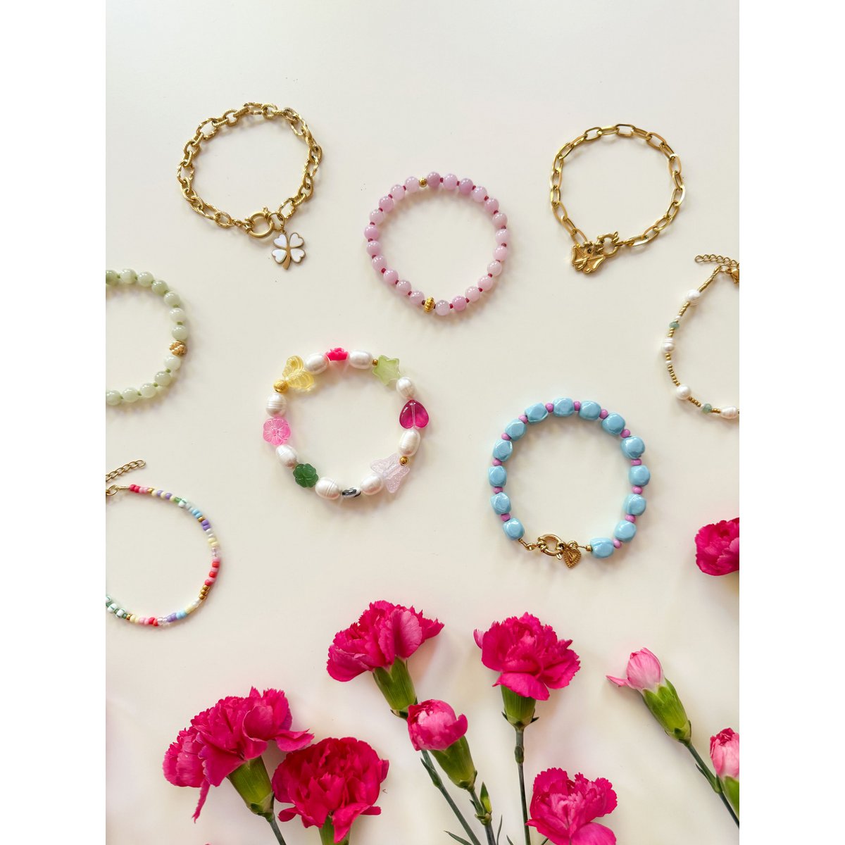 Pulsera de cuentas dulce y fresco azul rosa
