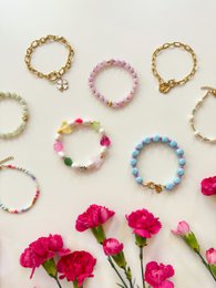 Beading Bracelet Sweet And Fresh Blue Pink