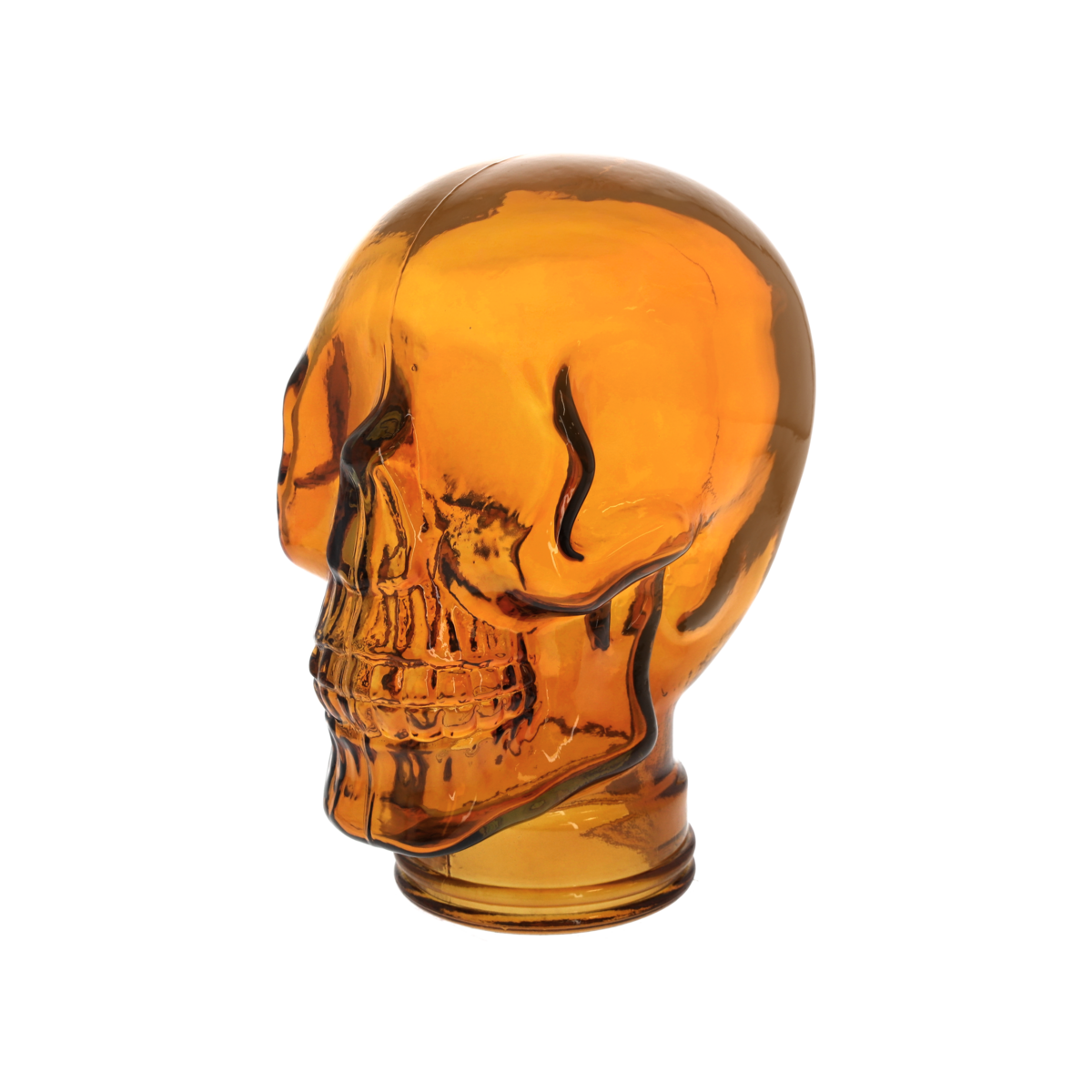 Deko-Totenkopf aus orangefarbenem Recyclingglas H27x19x15