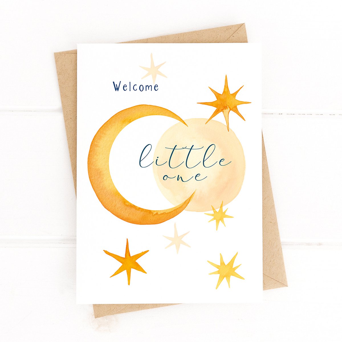 Folded card "birth card sun, moon and stars" | birth