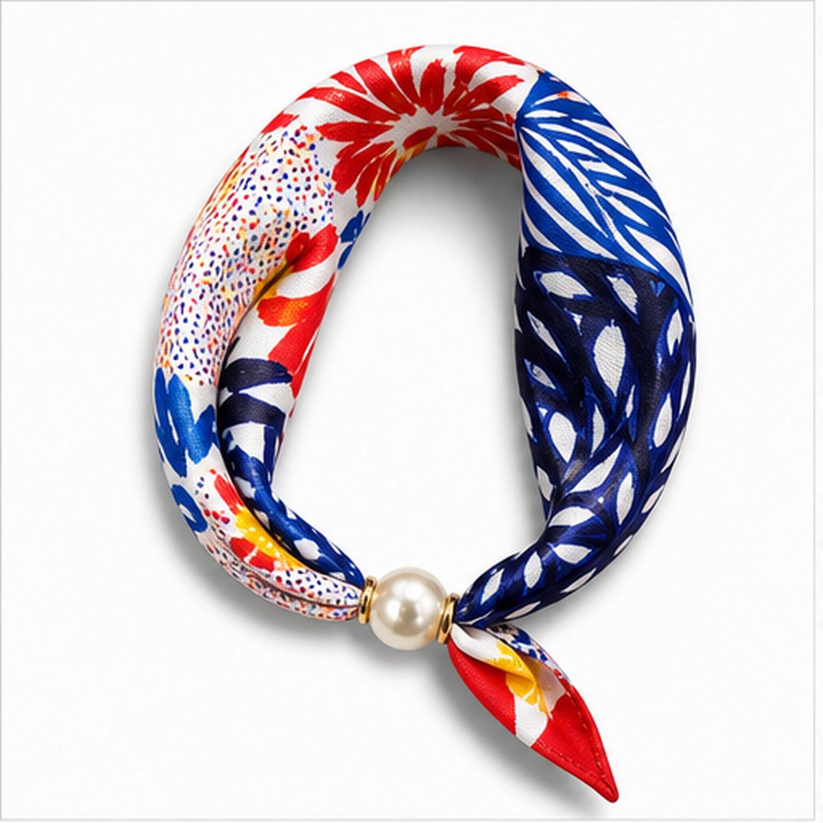 Rood Blauw Bloemenprint One Size