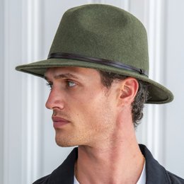 CHAPEAU FEUTRE - lien cuir, bord cousu