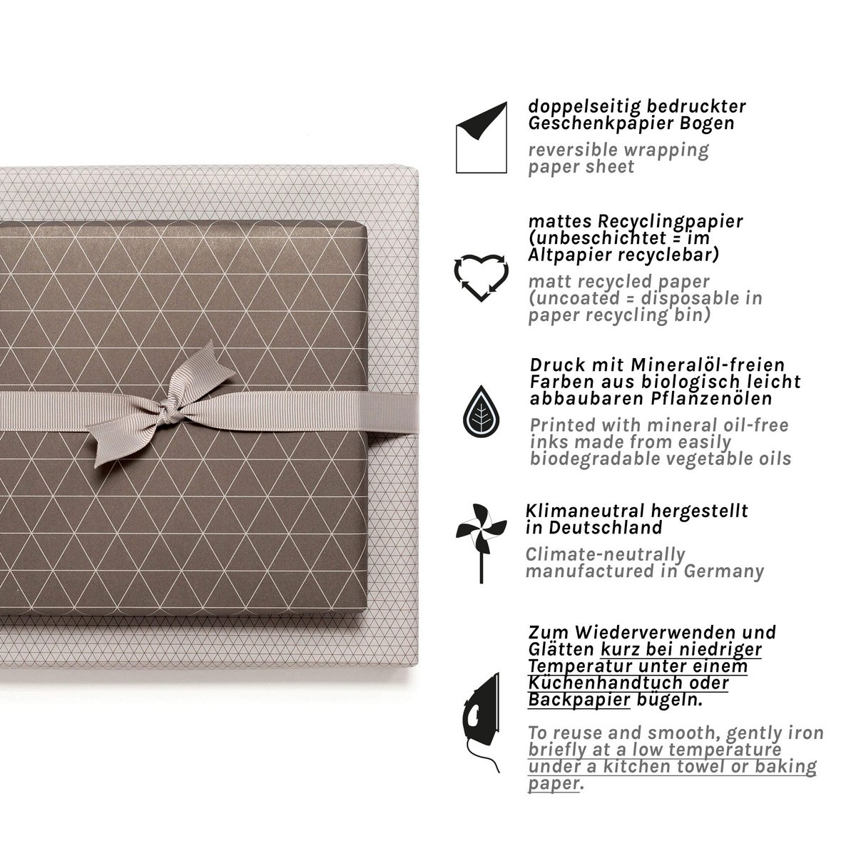 Triangles de papier d'emballage brun - papier d'emballage à double faces pour les hommes, papier d'emballage durable noble
