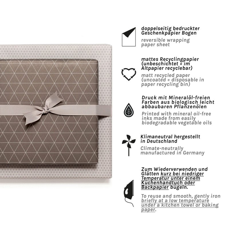 Brown wrapping paper triangles - double -sided wrapping paper for men, sustainable wrapping paper noble