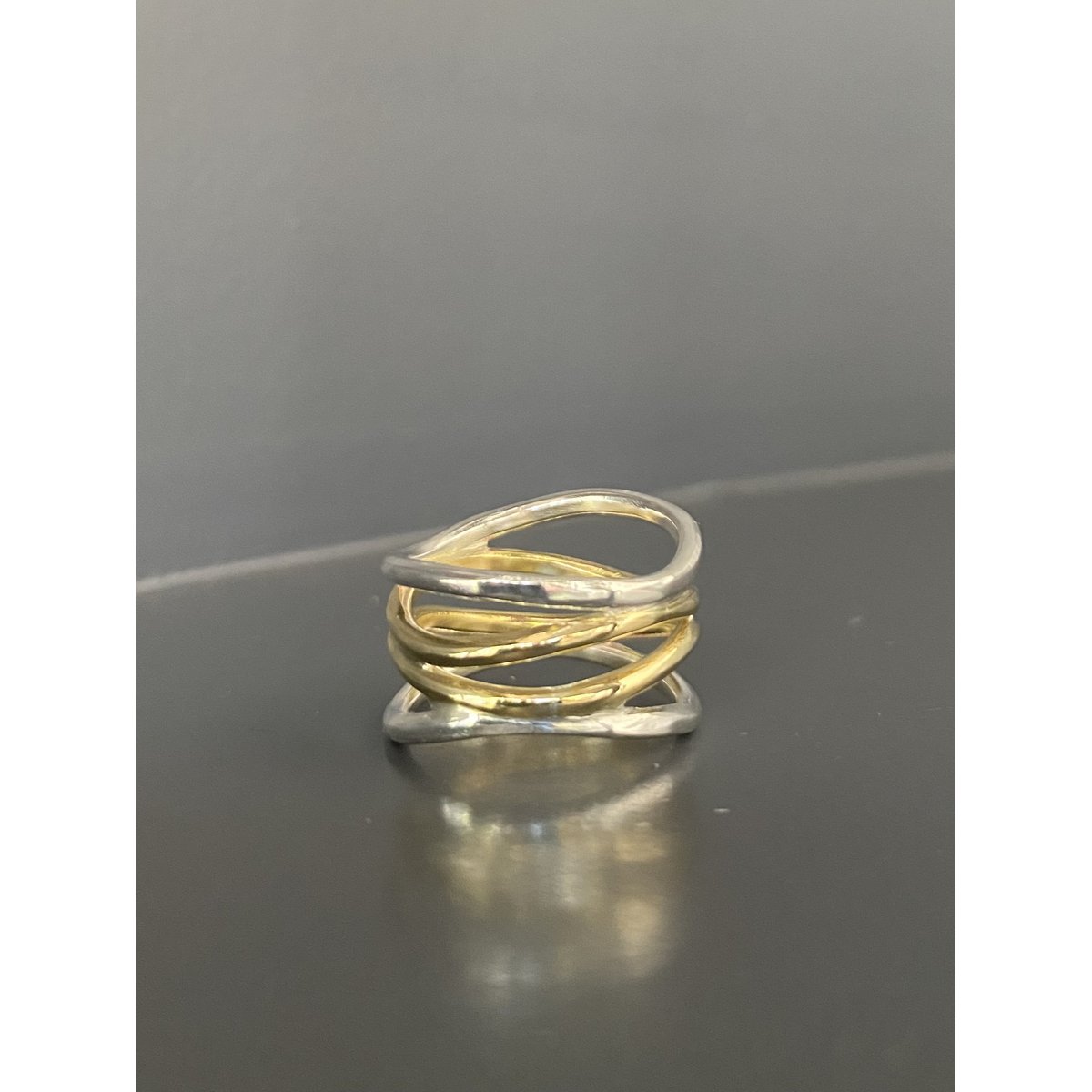 Wave ring in silver and brass