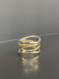 Wave ring in silver and brass