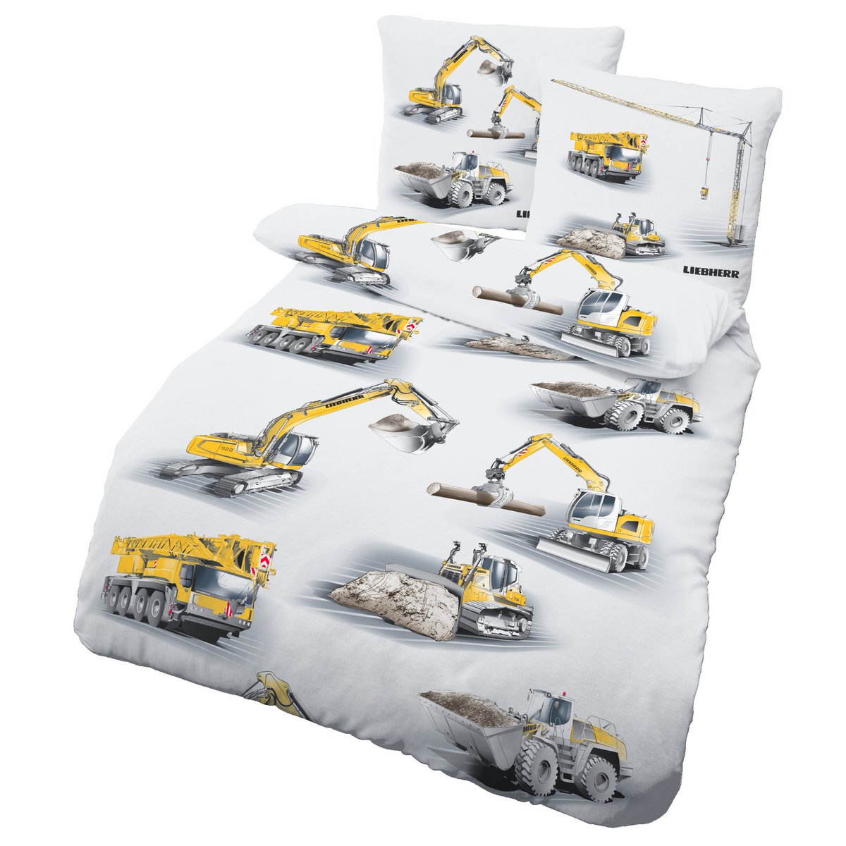 Liebherr Beaver Bed Linen Juego de 135x200 cm Excavator en amarillo plateado