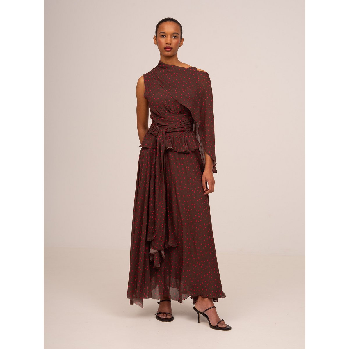 Brown Toast Polka Dot Occasion Dress