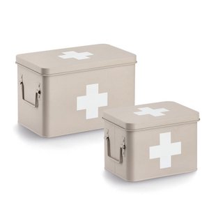 Medicine box, metal, beige