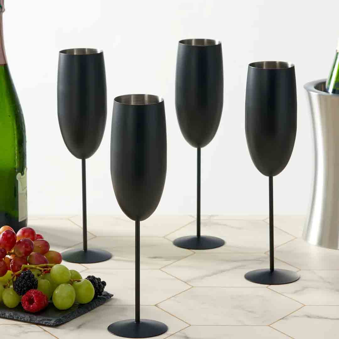 Champagne flauta negra mate 4x28.5cl